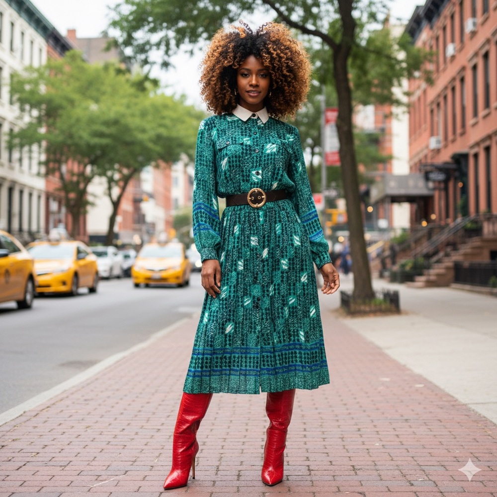 VINTAGE PLEATED STATEMENT DRESS